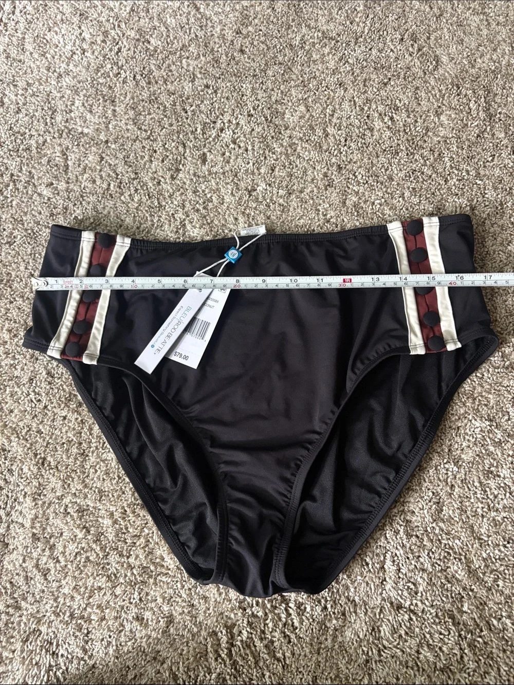 Black High-Waist Women’s Swim Bottom with Button Accent